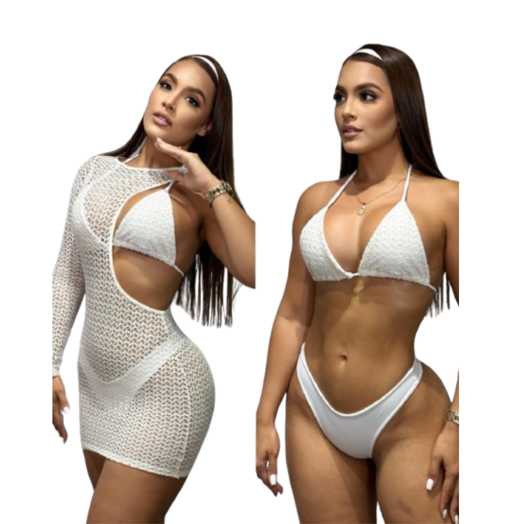 Bikini + Vestido Corte Asimétrico