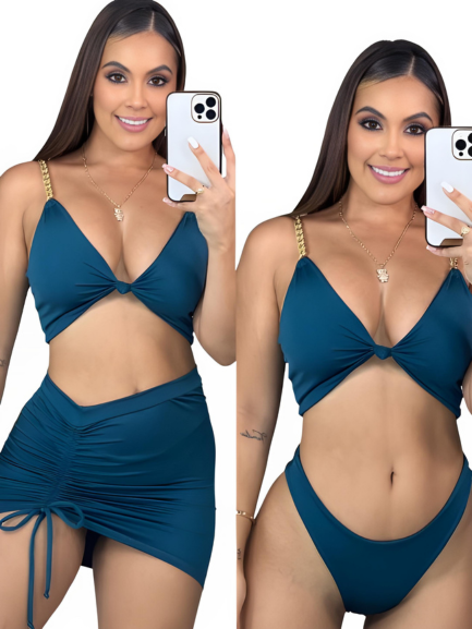 Conjunto vestido de baño y falda